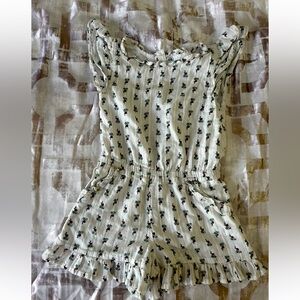 Janie and Jack Floral Romper With Gold Stitching